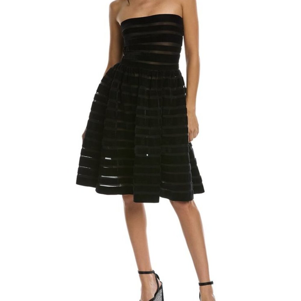 Cynthia Rowley Velvet Ribbon Mesh Strapless Dress Size 2 NWT - Picture 2 of 13